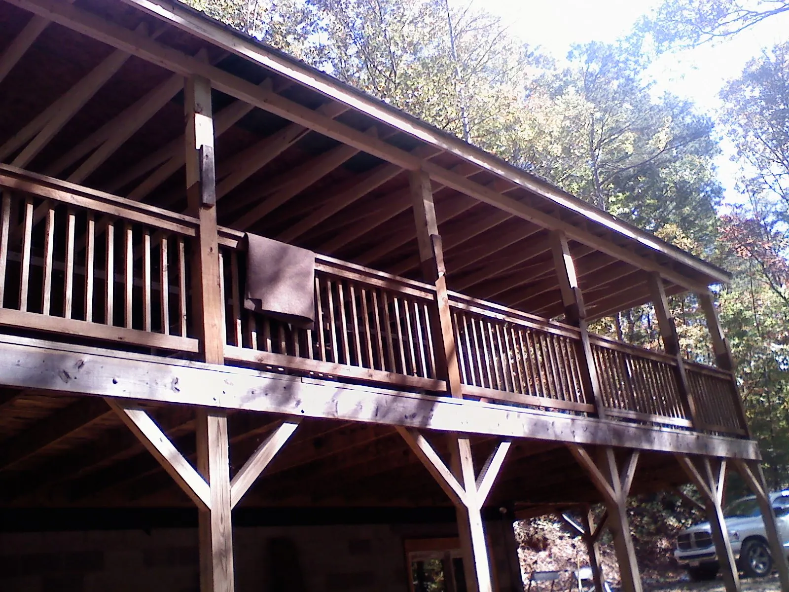 Timber framing under a new elevated porch and deck — Roof Leak Repair in Pound Ridge by Roofing Brothers